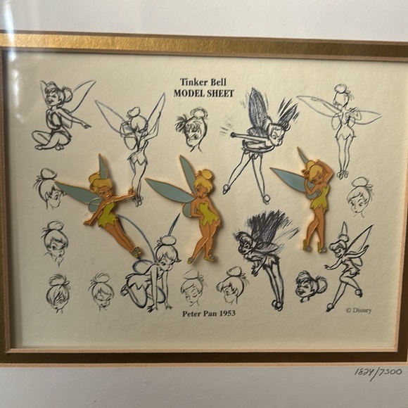 Framed Disney Tinkerbell Model Sheet Limited Edition Pin Set w/ COA #1824/7500 - Picture 6 of 8